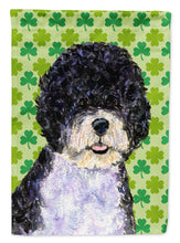 Load image into Gallery viewer, Portuguese Water Dog St. Patrick's Day Shamrock Portrait Flag Canvas House Size