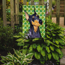 Load image into Gallery viewer, Doberman St. Patrick's Day Shamrock Portrait Garden Flag – Decorative Outdoor Yard Flag
