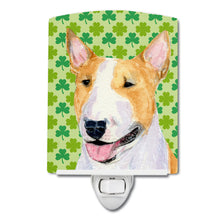Load image into Gallery viewer, Bull Terrier St. Patrick's Day Shamrock Portrait Ceramic Night Light SS4427CNL