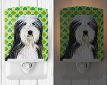Load image into Gallery viewer, Bearded Collie St. Patrick's Day Shamrock Portrait Ceramic Night Light SS4428CNL