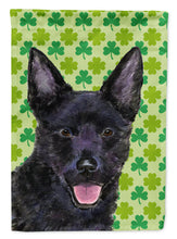Load image into Gallery viewer, Australian Kelpie St. Patrick's Day Shamrock Portrait Garden Flag – Decorative Outdoor Yard Flag