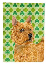 Load image into Gallery viewer, Norwich Terrier St. Patrick's Day Shamrock Portrait Garden Flag – Decorative Outdoor Yard Flag