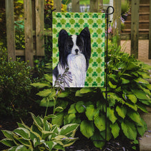 Load image into Gallery viewer, Papillon St. Patrick's Day Shamrock Portrait Garden Flag – Decorative Outdoor Yard Flag