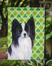 Load image into Gallery viewer, Papillon St. Patrick's Day Shamrock Portrait Garden Flag – Decorative Outdoor Yard Flag