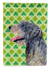 Load image into Gallery viewer, Irish Wolfhound St. Patrick's Day Shamrock Portrait Flag Canvas House Size