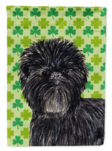 Load image into Gallery viewer, Affenpinscher St. Patrick's Day Shamrock Portrait Garden Flag – Decorative Outdoor Yard Flag