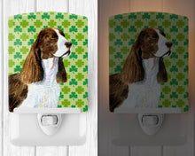 Load image into Gallery viewer, Springer Spaniel St. Patrick's Day Shamrock Portrait Ceramic Night Light SS4444CNL