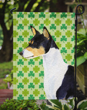Load image into Gallery viewer, Basenji St. Patrick's Day Shamrock Portrait Garden Flag – Decorative Outdoor Yard Flag