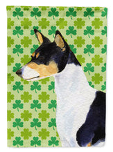 Load image into Gallery viewer, Basenji St. Patrick's Day Shamrock Portrait Garden Flag – Decorative Outdoor Yard Flag