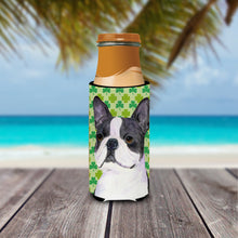 Load image into Gallery viewer, Boston Terrier St. Patrick's Day Shamrock Portrait Slim Can Hugger – Fun &amp; Functional Drink Coolers SS4447MUK