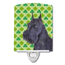 Load image into Gallery viewer, Schnauzer Giant St. Patrick's Day Shamrock Portrait Ceramic Night Light SS4454CNL