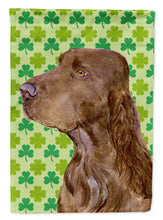 Load image into Gallery viewer, Field Spaniel St. Patrick's Day Shamrock Portrait Flag Canvas House Size
