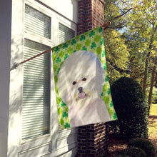 Load image into Gallery viewer, Bichon Frise St. Patrick's Day Shamrock Portrait Flag Canvas House Size