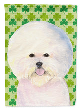 Load image into Gallery viewer, Bichon Frise St. Patrick's Day Shamrock Portrait Garden Flag – Decorative Outdoor Yard Flag