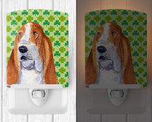 Load image into Gallery viewer, Basset Hound St. Patrick's Day Shamrock Portrait Ceramic Night Light SS4459CNL