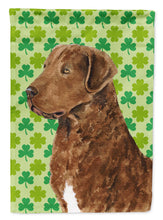 Load image into Gallery viewer, Chesapeake Bay Retriever St. Patrick's Day Shamrock Portrait Garden Flag – Decorative Outdoor Yard Flag