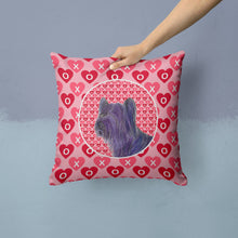 Load image into Gallery viewer, Skye Terrier Hearts Love and Valentine's Day Portrait Throw Pillow - 14x14 Decorative Pillow – Art for Your Home &amp; Patio SS4463PW1414