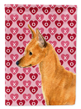 Load image into Gallery viewer, Min Pin Hearts Love and Valentine's Day Portrait Garden Flag – Decorative Outdoor Yard Flag