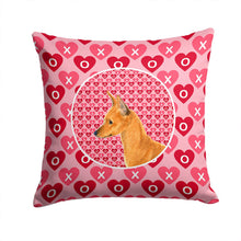 Load image into Gallery viewer, Min Pin Hearts Love and Valentine's Day Portrait Throw Pillow - 14x14 Decorative Pillow – Art for Your Home &amp; Patio SS4466PW1414