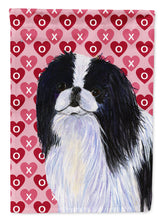 Load image into Gallery viewer, Japanese Chin Hearts Love and Valentine's Day Portrait Flag Canvas House Size