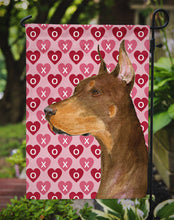Load image into Gallery viewer, Doberman Hearts Love and Valentine's Day Portrait Garden Flag – Decorative Outdoor Yard Flag