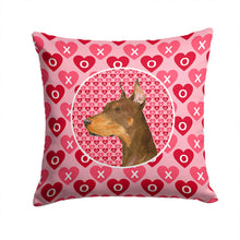 Load image into Gallery viewer, Doberman Hearts Love and Valentine's Day Portrait Throw Pillow - 14x14 Decorative Pillow – Art for Your Home &amp; Patio SS4468PW1414