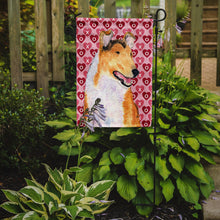 Load image into Gallery viewer, Collie Smooth Hearts Love and Valentine's Day Portrait Garden Flag – Decorative Outdoor Yard Flag