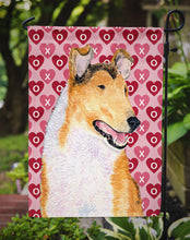 Load image into Gallery viewer, Collie Smooth Hearts Love and Valentine's Day Portrait Garden Flag – Decorative Outdoor Yard Flag