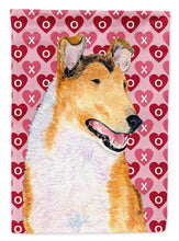 Load image into Gallery viewer, Collie Smooth Hearts Love and Valentine's Day Portrait Garden Flag – Decorative Outdoor Yard Flag