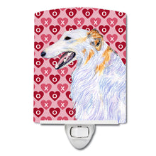 Load image into Gallery viewer, Borzoi Hearts Love and Valentine's Day Portrait Ceramic Night Light SS4475CNL