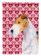 Load image into Gallery viewer, Fox Terrier Hearts Love and Valentine's Day Portrait Flag Canvas House Size
