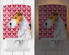 Load image into Gallery viewer, Fox Terrier Hearts Love and Valentine's Day Portrait Ceramic Night Light SS4478CNL