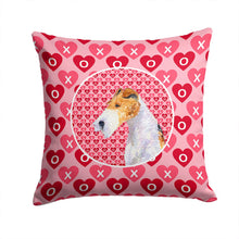 Load image into Gallery viewer, Fox Terrier Hearts Love and Valentine's Day Portrait Throw Pillow - 14x14 Decorative Pillow – Art for Your Home &amp; Patio SS4478PW1414