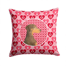 Load image into Gallery viewer, Doberman Hearts Love and Valentine's Day Portrait Throw Pillow - 14x14 Decorative Pillow – Art for Your Home &amp; Patio SS4479PW1414