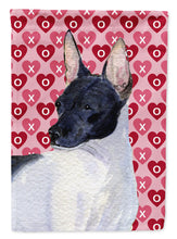 Load image into Gallery viewer, Rat Terrier Hearts Love and Valentine's Day Portrait Garden Flag – Decorative Outdoor Yard Flag