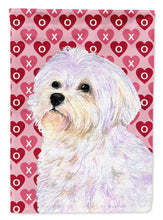 Load image into Gallery viewer, Maltese Hearts Love and Valentine's Day Portrait Garden Flag – Decorative Outdoor Yard Flag
