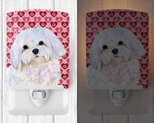 Load image into Gallery viewer, Maltese Hearts Love and Valentine's Day Portrait Ceramic Night Light SS4482CNL