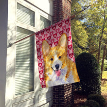 Load image into Gallery viewer, Corgi Hearts Love and Valentine's Day Portrait Flag Canvas House Size