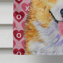 Load image into Gallery viewer, Corgi Hearts Love and Valentine's Day Portrait Flag Canvas House Size
