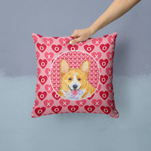 Load image into Gallery viewer, Corgi Hearts Love and Valentine's Day Portrait Throw Pillow - 14x14 Decorative Pillow – Art for Your Home &amp; Patio SS4486PW1414