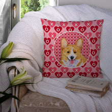 Load image into Gallery viewer, Corgi Hearts Love and Valentine's Day Portrait Throw Pillow - 14x14 Decorative Pillow – Art for Your Home &amp; Patio SS4486PW1414