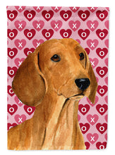 Load image into Gallery viewer, Dachshund Hearts Love and Valentine's Day Portrait Garden Flag – Decorative Outdoor Yard Flag