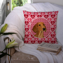 Load image into Gallery viewer, Dachshund Hearts Love and Valentine's Day Portrait Throw Pillow - 14x14 Decorative Pillow – Art for Your Home &amp; Patio SS4487PW1414