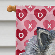 Load image into Gallery viewer, Keeshond Hearts Love and Valentine's Day Portrait Flag Canvas House Size