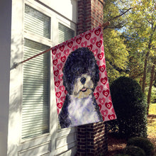Load image into Gallery viewer, Portuguese Water Dog Hearts Love and Valentine's Day  Flag Canvas House Size