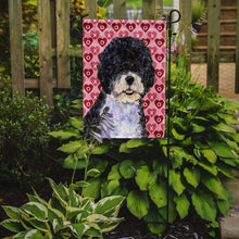 Load image into Gallery viewer, Portuguese Water Dog Hearts Love Valentine's Day Garden Flag – Decorative Outdoor Yard Flag
