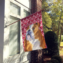 Load image into Gallery viewer, Bulldog English Hearts Love and Valentine's Day Portrait Flag Canvas House Size
