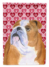 Load image into Gallery viewer, Bulldog English Hearts Love and Valentine's Day Portrait Flag Canvas House Size