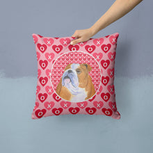 Load image into Gallery viewer, Bulldog English Hearts Love Valentine's Day Throw Pillow - 14x14 Decorative Pillow – Art for Your Home &amp; Patio SS4491PW1414