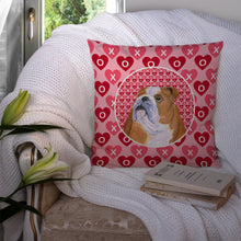 Load image into Gallery viewer, Bulldog English Hearts Love Valentine's Day Throw Pillow - 14x14 Decorative Pillow – Art for Your Home &amp; Patio SS4491PW1414